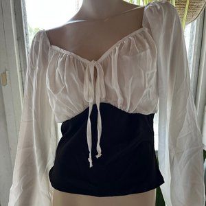 black and white blouse - JACARANDA